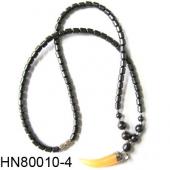 Yellow Agate Beads Pendant Horn Shape with Hematite Beads Strands Necklace